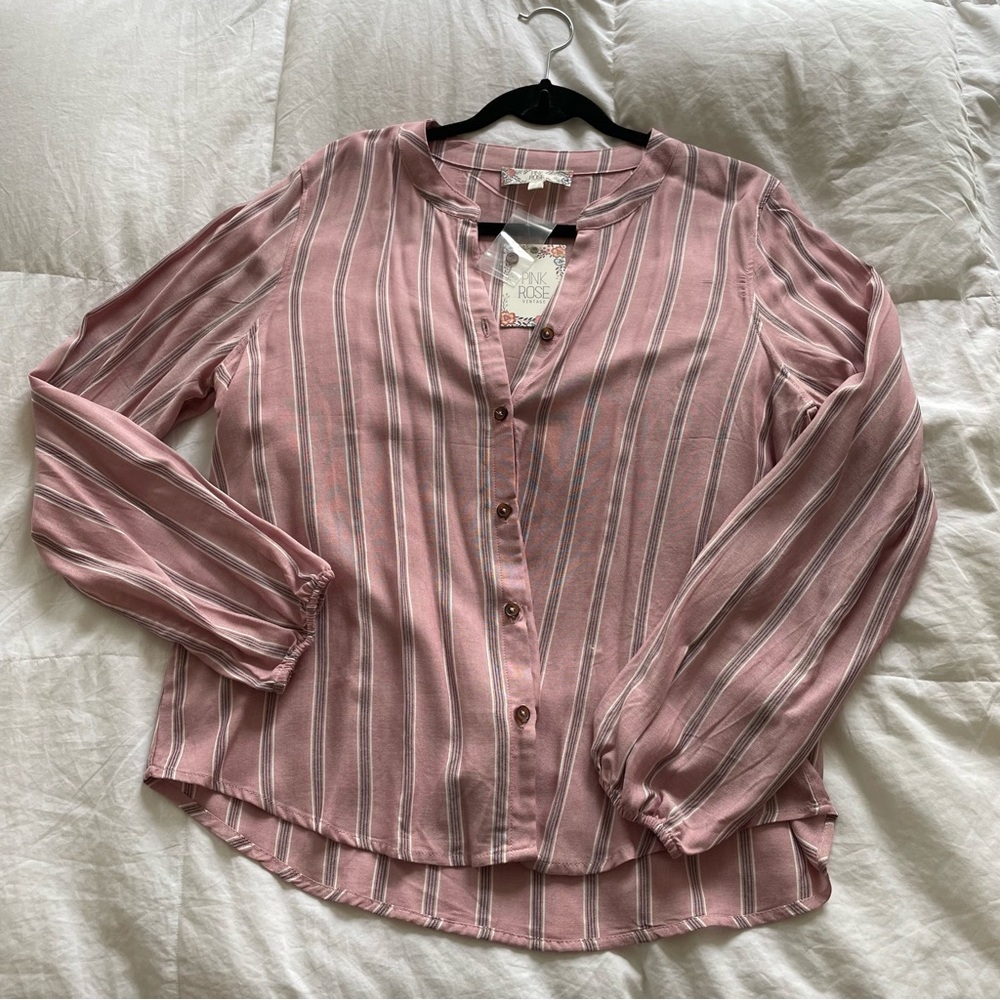 Pink striped blouse size M